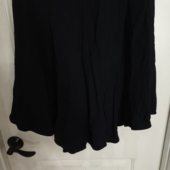 ALC Womens Midi Skirt Black Hanky Hem Paperbag Waist Lagenlook Pockets Size 8 M - Picture 4 of 9